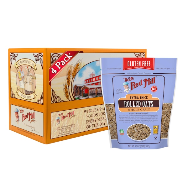Bob's Red Mill Gluten Free Extra Thick Rolled Oats 32 oz. Bag, PK4